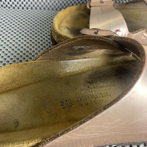Birkenstock Arizona Sandals 37 L6 M4 Metallic Copper Buckle Made In Germany - Picture 13 of 15